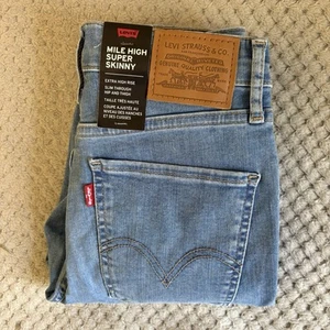 Levis Mile High Super Skinny Jeans Size W28 L30 Measures W26 L29 Blue New BNWT - Picture 1 of 16