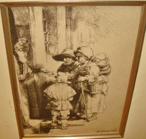 REMBRANDT MENDIGOS RECIBIENDO LIMOSNA Amand Durand Placa Firmado Grabado - Imagen 1 de 6