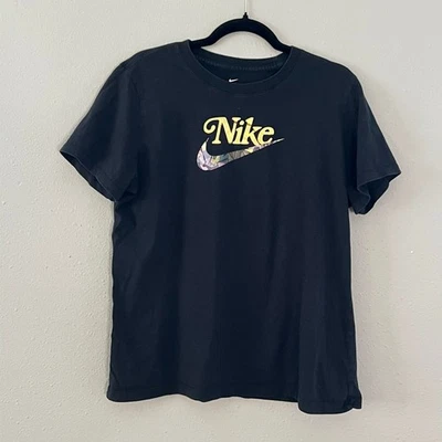 Camiseta Nike Gráfica Logo Negra Floral Swoosh Camiseta Para Mujer Talla XL 100% Algodón Foto 1 de 4