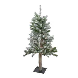 Northlight 3' Pre-Lit Flocked Alpine Artificial Christmas Tree - Clear Lights - Picture 1 of 7
