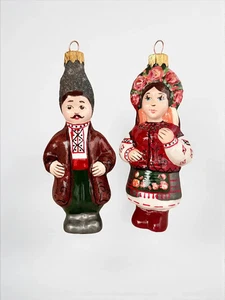 Set "Kosaken und Kosakenmädchen". Weihnachtsbaum Spielzeug. Ukrainisches Souvenir - Bild 1 von 3