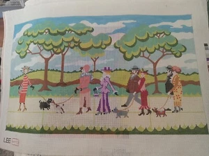 Dog Walkers Hand-Painted Needlepoint Canvas by Lee - Picture 1 of 3