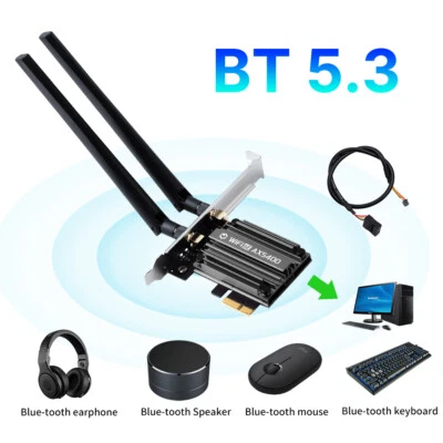 MT7922 WiFi 6E Card PCIe AX5400Mbps Bluetooth 5.3 Adapter for Desktop Win 10/11 - Image 1 of 4
