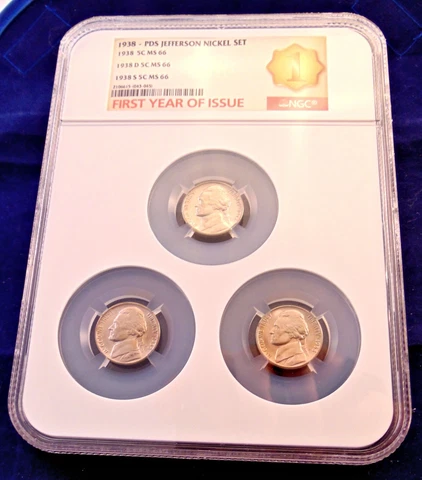 1938 JEFFERSON NICKELS P  D S SET MS66 NGC FIRST YEAR KEY DATES GEM++ COINS 5C Cover