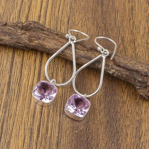 Pendientes de boda morganita genuina de plata de ley 925 Art Deco madre delicados - Imagen 1 de 9