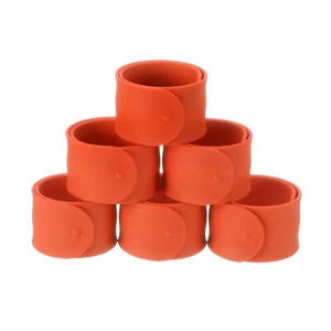 6Pcs Snap Bracelets, 8.46" x 1" Slap Bracelet for DIY Goodie Bag (Orange) - Picture 1 of 5