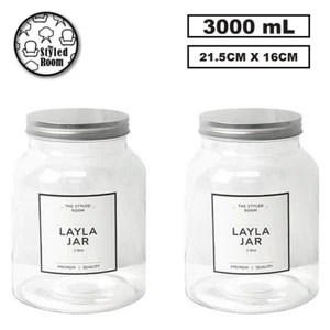 6x 3L Glass Cookie Jars Kitchen Food Candy Spice Biscuit Storage Container Large - Picture 1 of 1