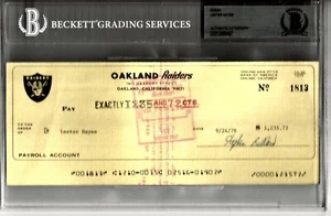 Lester Hayes Oakland Raiders signierter Gehaltsscheck Beckett gekapselt - Bild 1 von 2