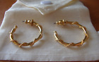 Vintage Monet Gold-tone 1" Twisted Hoop Post Earrings In Pouch
