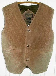 NWT Men's EDDIE BAUER Suede Vest Genuine Leather Size M Medium Adjustable Back - Picture 1 of 7