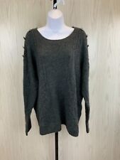 Liz Claiborne Buttoned Knit Sweater, Women's Size XXL, Gray NEW MSRP $49