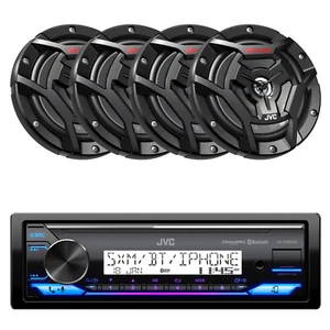 Receptor estéreo JVC Single DIN Marine Bluetooth, 4 altavoces negros de 6,5" 150 W - Imagen 1 de 4