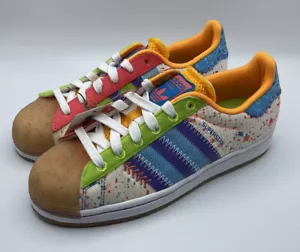 Nuevo Adidas Superstar W G20 CM Zapatos Tenis Informal Blanco-Naranja-Azul-Marrón Talla 6 - Imagen 1 de 6