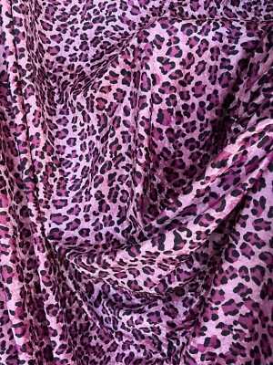 5 Yards x 60” Width VALENTINE SPECIAL! Pink Velvet Animal Leopard Print Fabric - Image 1 of 4