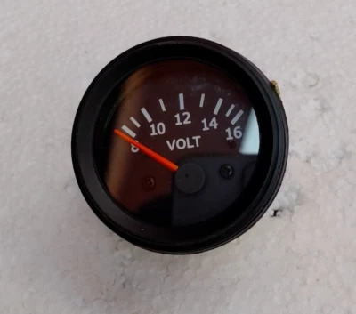 12 Volt Gauge 52 mm 2 1/16" Olive Black bezel jeep car bus truck tractor crane - Image 1 of 4