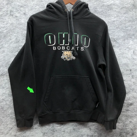 Ohio Bobcats Sweatshirt Mens Medium Black Hooded Hoodie College Football Casual Cover