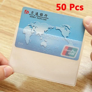50 Pezzi Custodia in Plastica per Carte di Credito in PVC Trasparente Custodia per Carte d'Identità✧ - Foto 1 di 15