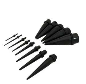 Ear Stretching Taper Plug Expander ACRYLIC - 1.6mm - 20mm BLACK WHITE CLEAR  - Picture 1 of 8