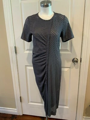 Marc by Marc Jacobs Gray Striped Semi Sheer Dress W/ Tan Slip, Size Medium - Image 1 of 4