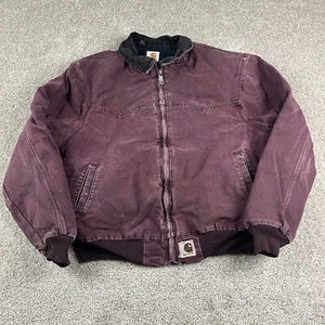 Chaqueta Carhartt Para Hombres XXL 2XL Roja Santa Fe Pana Cuello Forrado Ropa de Trabajo Suelta - Imagen 1 de 11