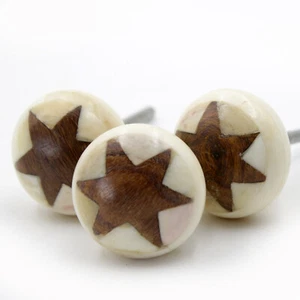 Pomo para muebles madera incrustaciones botones para muebles hueso de yakbone India estrella 68   - Imagen 1 de 4