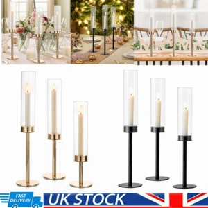 3PACK Candle Holder with Glass Candle Cover Candle Stick For Wedding Table Decor - Picture 1 of 59