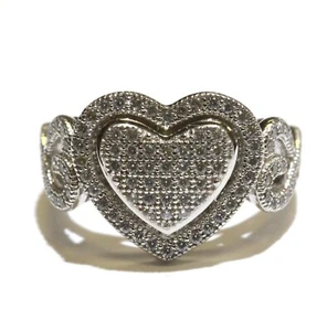 925 Sterling Silver white cubic zirconia cz womens ring 4.2g estate 5.25 - Picture 1 of 7