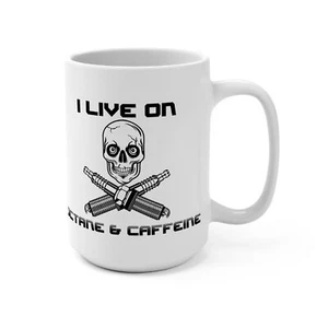 Gifts for Gearheads, Live on Octane and Caffeine Hot Rod Coffee Mug 15oz - Picture 1 of 5
