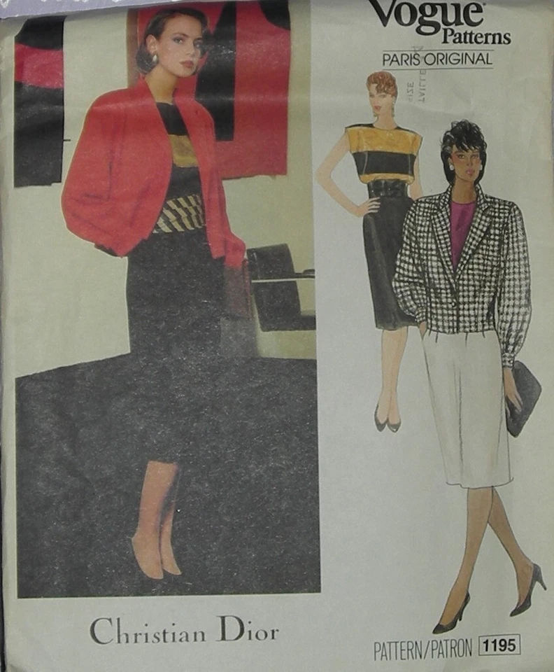 Vogue Dress Pattern 1195 Christian Dior Jacket Skirt and Top Size 14 with Label. - Image 1 of 2