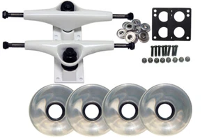 6 in WHITE RADIUS LONGBOARD Skateboard TRUCKS WHEELS COMBO 76mm - Foto 1 di 1