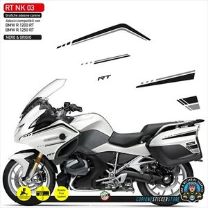 Adesivi compatibili moto BMW R 1200 1250 RT carene valigie nero grigio - Foto 1 di 1