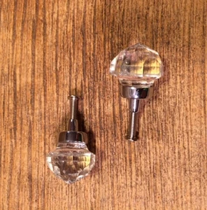 Two (2) Small 1 1/2" long Clear Solid Crystal Drawer Pulls Set of Two (2) HO35C - Picture 1 of 11