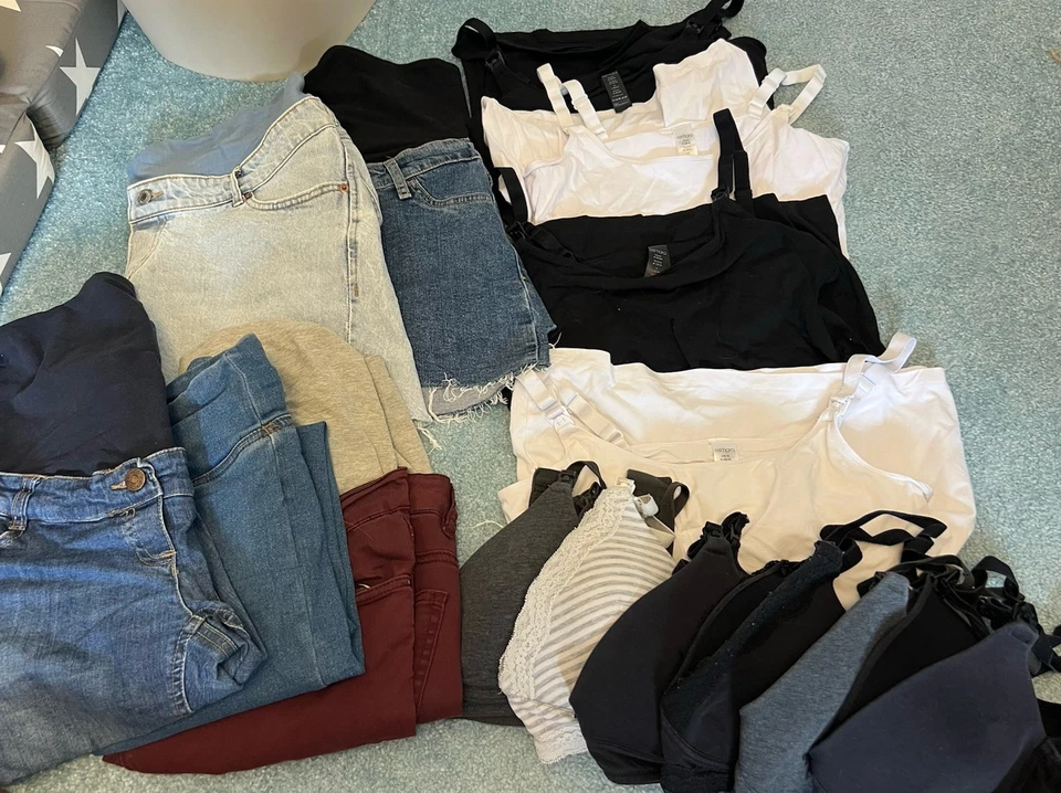 Umstandsmode Paket Schwangerschaft Stillzeit Tops Stillbhs Shorts Hosen 38 H&M - Bild 1 von 4