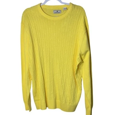 Suéter Southern Pines Para Hombres XL Manga Larga Tejido con Cable Algodón Cuello Redondo Amarillo Foto 1 de 4
