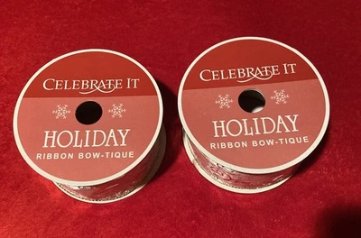 celebrate it  holiday ribbon bow-tique wired gold glitter and white doves 2 pcs - Image 1 of 4