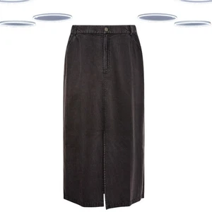 Ex Women's Plus Size Acid Wash Midaxi Denim Skirt in Black (Defect) - Picture 1 of 6