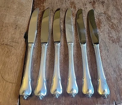 Lote De 6 Cuchillos WALLACE Plata Esterlina GRAND COLONIAL Mango Hueco 9" Foto 1 de 4