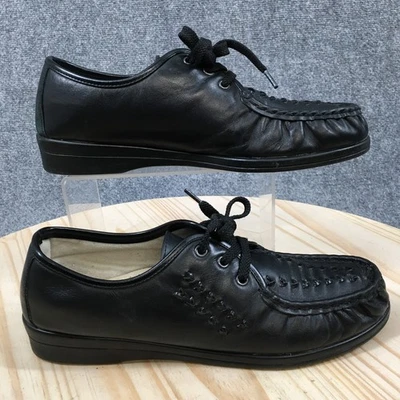 Sapatos femininos Softspots 11 estreitos preto Bonnie Lite Oxford couro com cadarço casual - Imagem 1 de 4