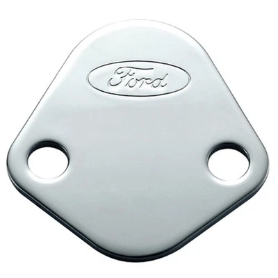 Ford Racing 302-290 Racing  Ford Logo Fuel Pump Blockoff Plate - Chrome Foto 1 de 4