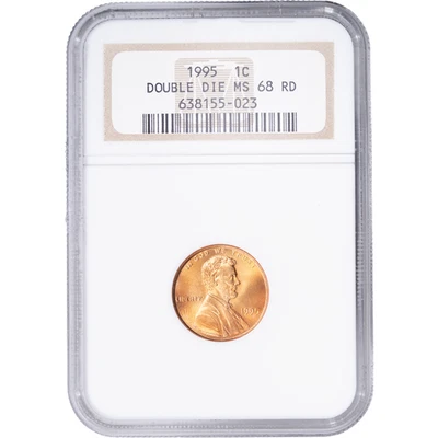 1995 1c Lincoln Memorial Cent - Double Die Obverse ~ NGC MS 68 RD - Image 1 of 2