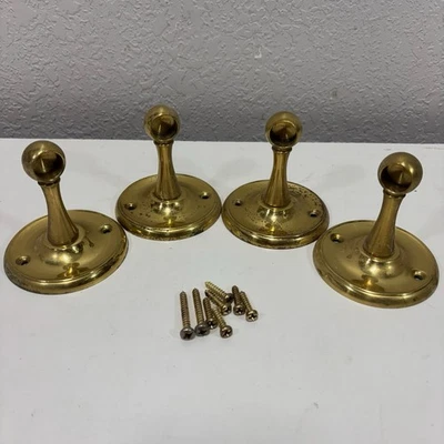 2 Pair Of Towel Bar Rail Brackets Toilet Paper Brass Polished Missing Rods - Image 1 of 4