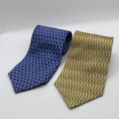 Lote de dos corbatas morera cuello zigurat azul dorado estampado negocios seda Foto 1 de 4