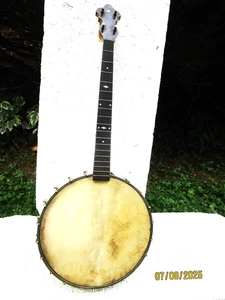 VINTAGE GRETSCH TENOR  BANJO, 1920'S, 11" HEAD,  INLAYS,  TONE RING - Picture 1 of 14