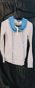 Patty Boutik Women Gray With Blue Accent Cowl Neck Sweatshirt New With Tags Sz S - Picture 1 of 8