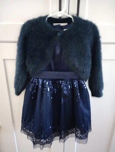 M&S Marks and Spencer Mädchen Kleid Marine Größe 2-3 Jahre - Bild 1 von 9