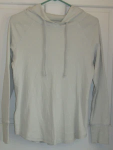 Eddie Bauer Women's Gray & White Stiped Hooded Long Sleeve Activewear Top Size M - Picture 1 of 7
