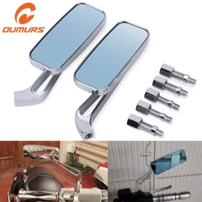 Espejos retrovisores rectangulares para motocicleta Harley Cruiser Bobber Chopper 8 mm 10 mm Foto 1 de 4