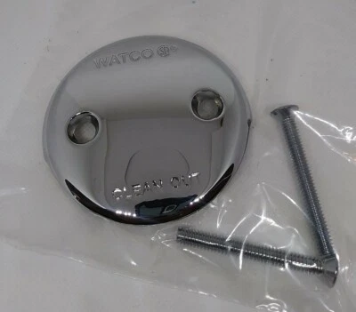 Two-Hole Tub Overflow Plate with Screws, Chrome Plated Watco 18002-CP - Image 1 of 4