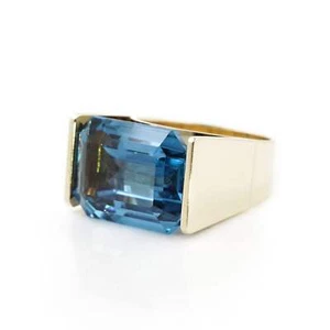 eleganter massiver Ring Gelbgold 14ct Blautopas 585 14K RW55 Damenschmuck Goldri - Bild 1 von 5