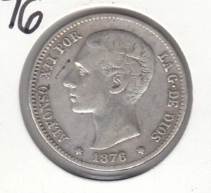 1876 ALFONSO XII 1 PESETA SPAIN SPANISH COIN   C7 - Picture 1 of 2